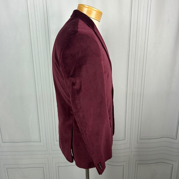 Alfani Red Wine Velvet Slim Fit 2-Button Blazer, Mens 38S - Picture 5 of 15